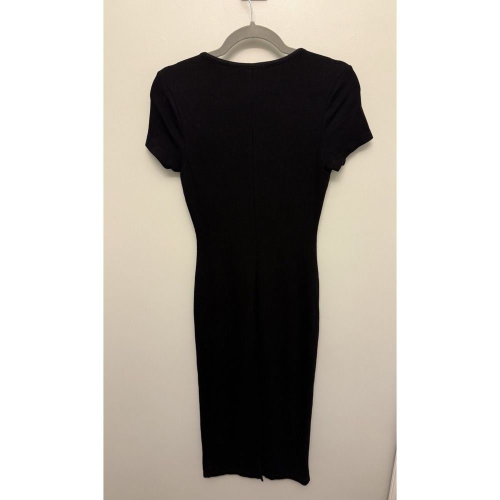 Marine Layer Rib Knit Midi‎ Dress Size Small Black TENCEL Stretch Closet Staple